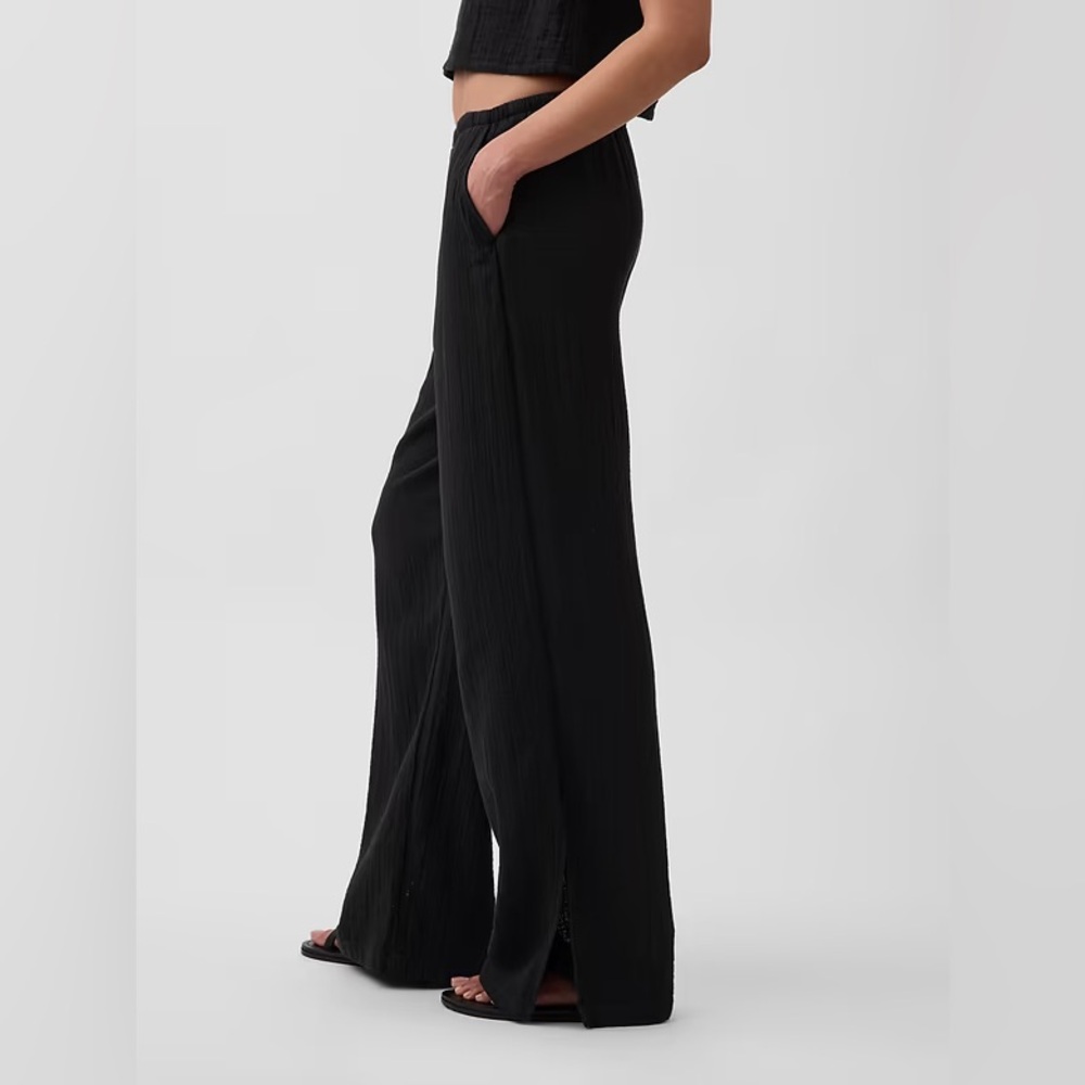 NWT! GAP Black Cotton Gauze Easy Split-Hem Pants - Multiple🩷 877642 - Picture 3 of 8